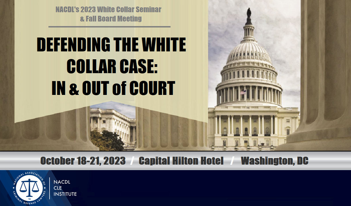 2023 White Collar Seminar & Fall Board Meeting Cover
