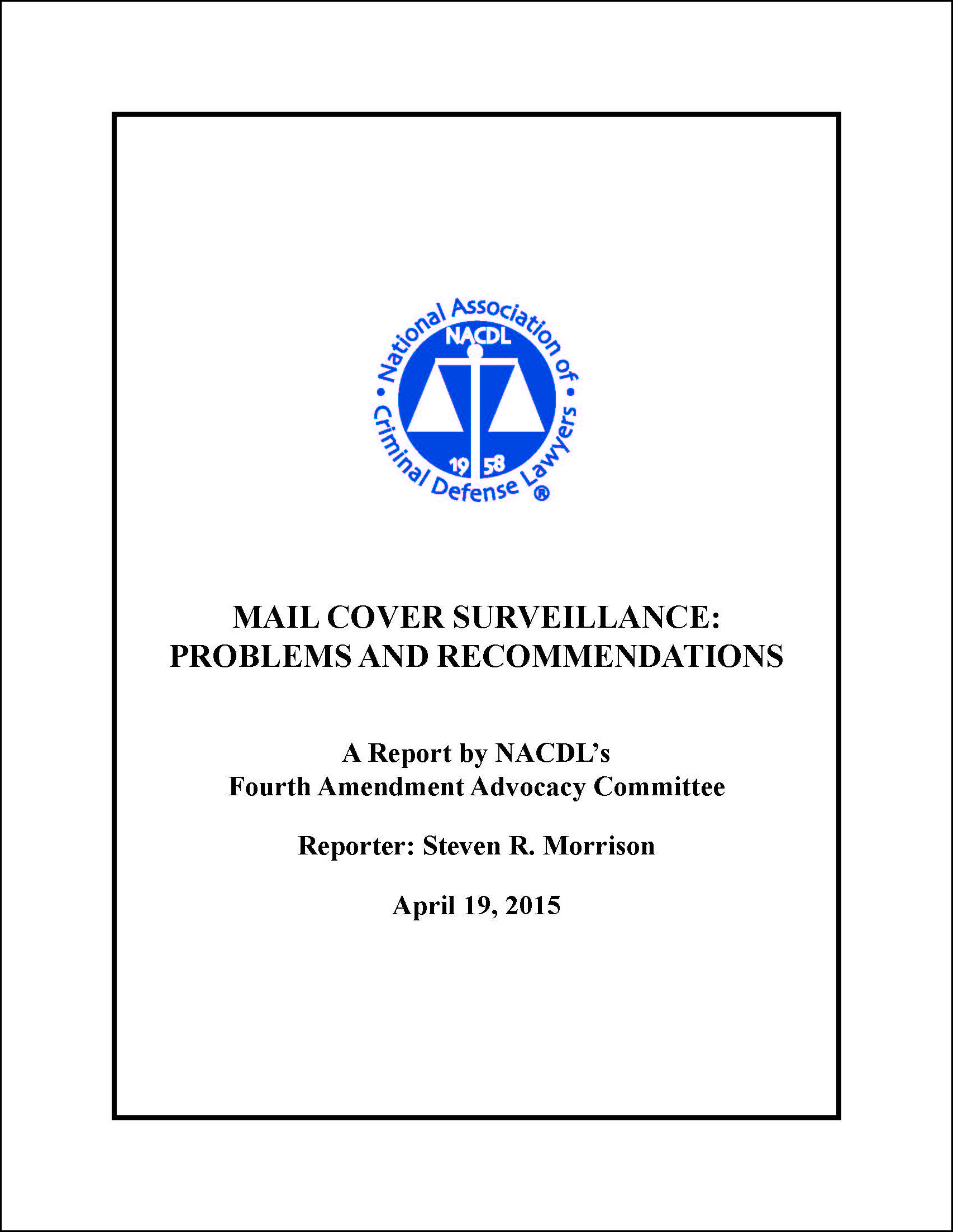 Mail Cover Surveillance: Problems and Recommendations Cover