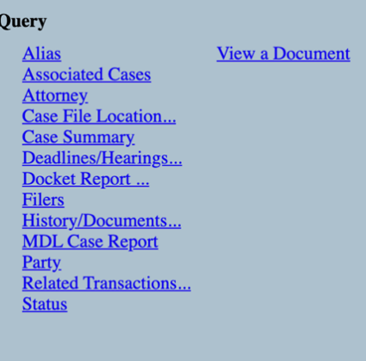 PACER Search Docket Report